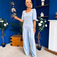 Daniella Detailed Top And Trouser Set Pwr Blue