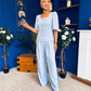 Daniella Detailed Top And Trouser Set Pwr Blue