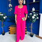 Daniella Detailed Top And Trouser Set Fuchsia