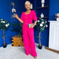 Daniella Detailed Top And Trouser Set Fuchsia