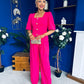 Daniella Detailed Top And Trouser Set Fuchsia