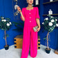 Daniella Detailed Top And Trouser Set Fuchsia