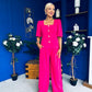 Daniella Detailed Top And Trouser Set Fuchsia