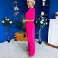 Daniella Detailed Top And Trouser Set Fuchsia