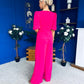Daniella Detailed Top And Trouser Set Fuchsia