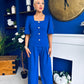 Daniella Detailed Top And Trouser Set Cobalt