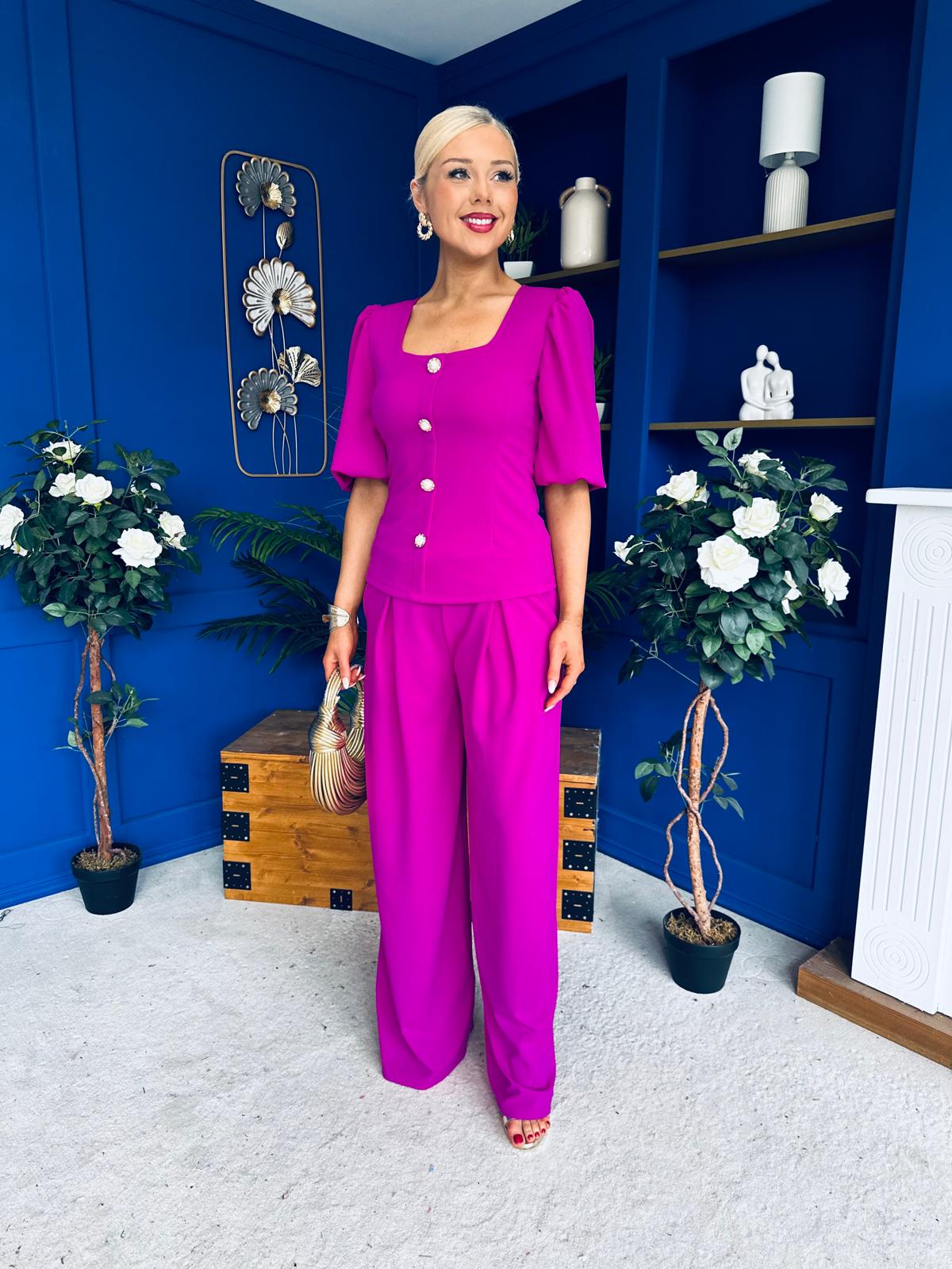 Daniella Detailed Top And Trouser Set Orchid
