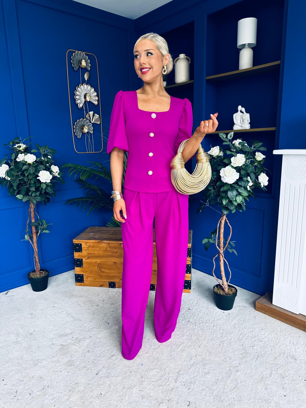 Daniella Detailed Top And Trouser Set Orchid