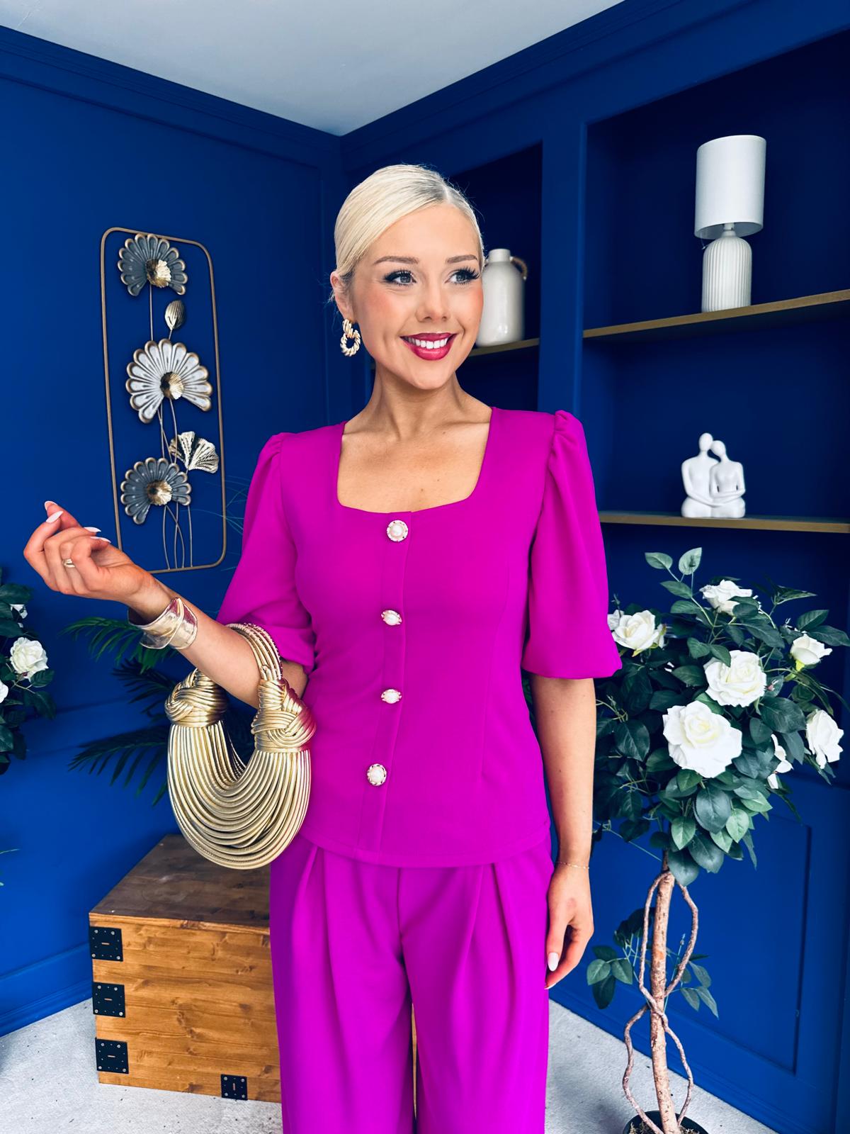 Daniella Detailed Top And Trouser Set Orchid