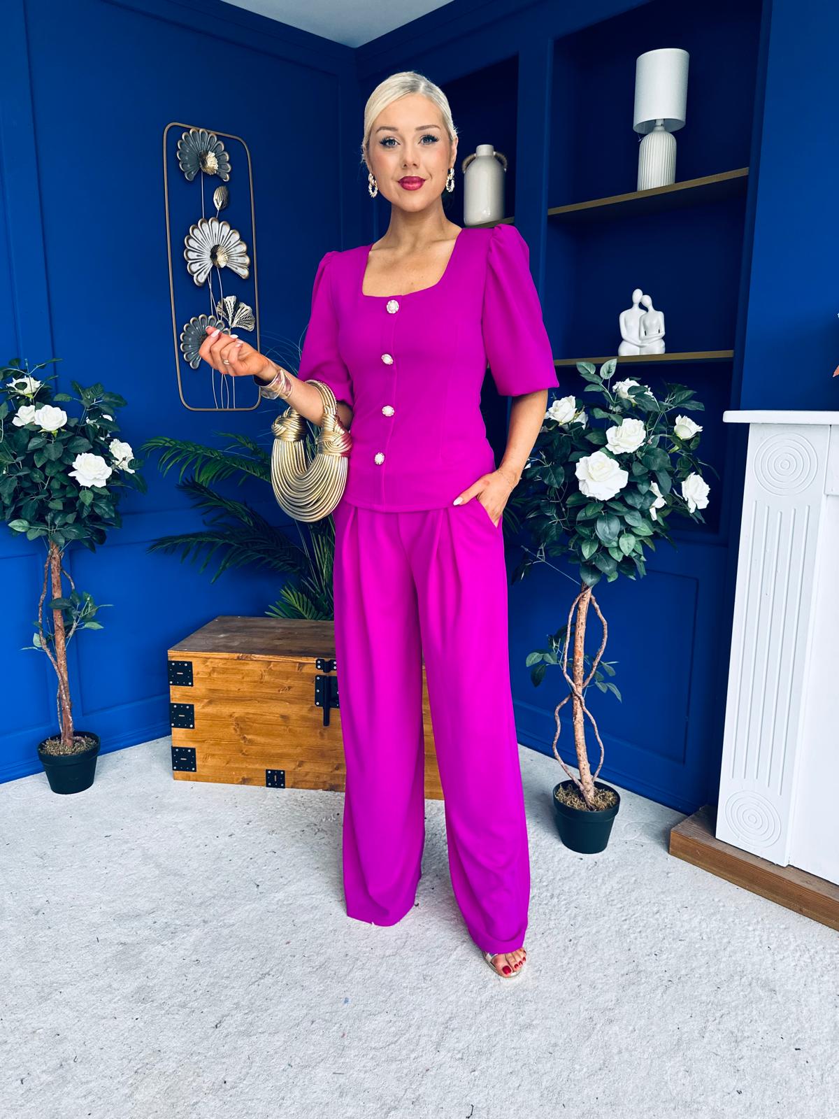Daniella Detailed Top And Trouser Set Orchid
