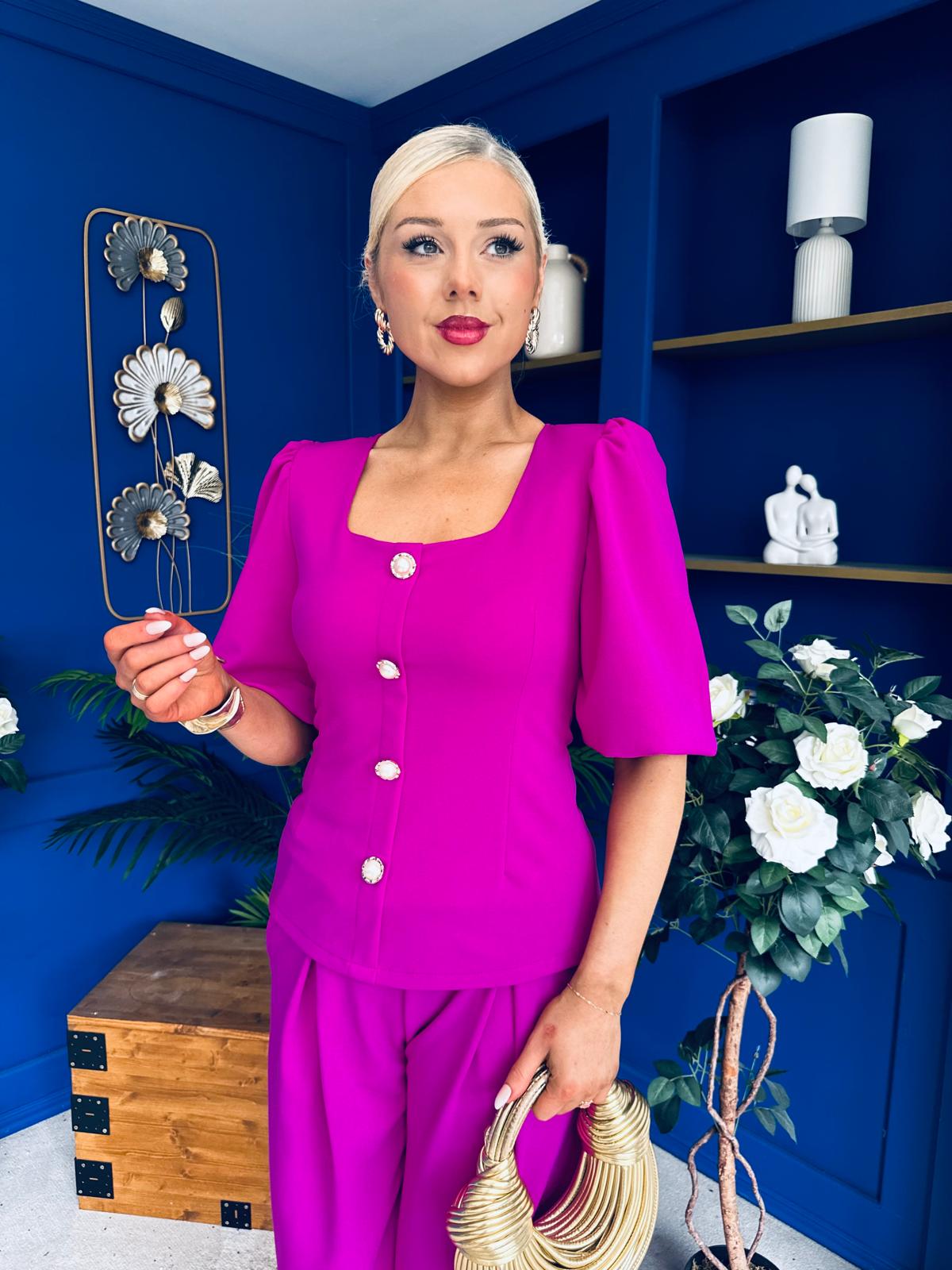 Daniella Detailed Top And Trouser Set Orchid