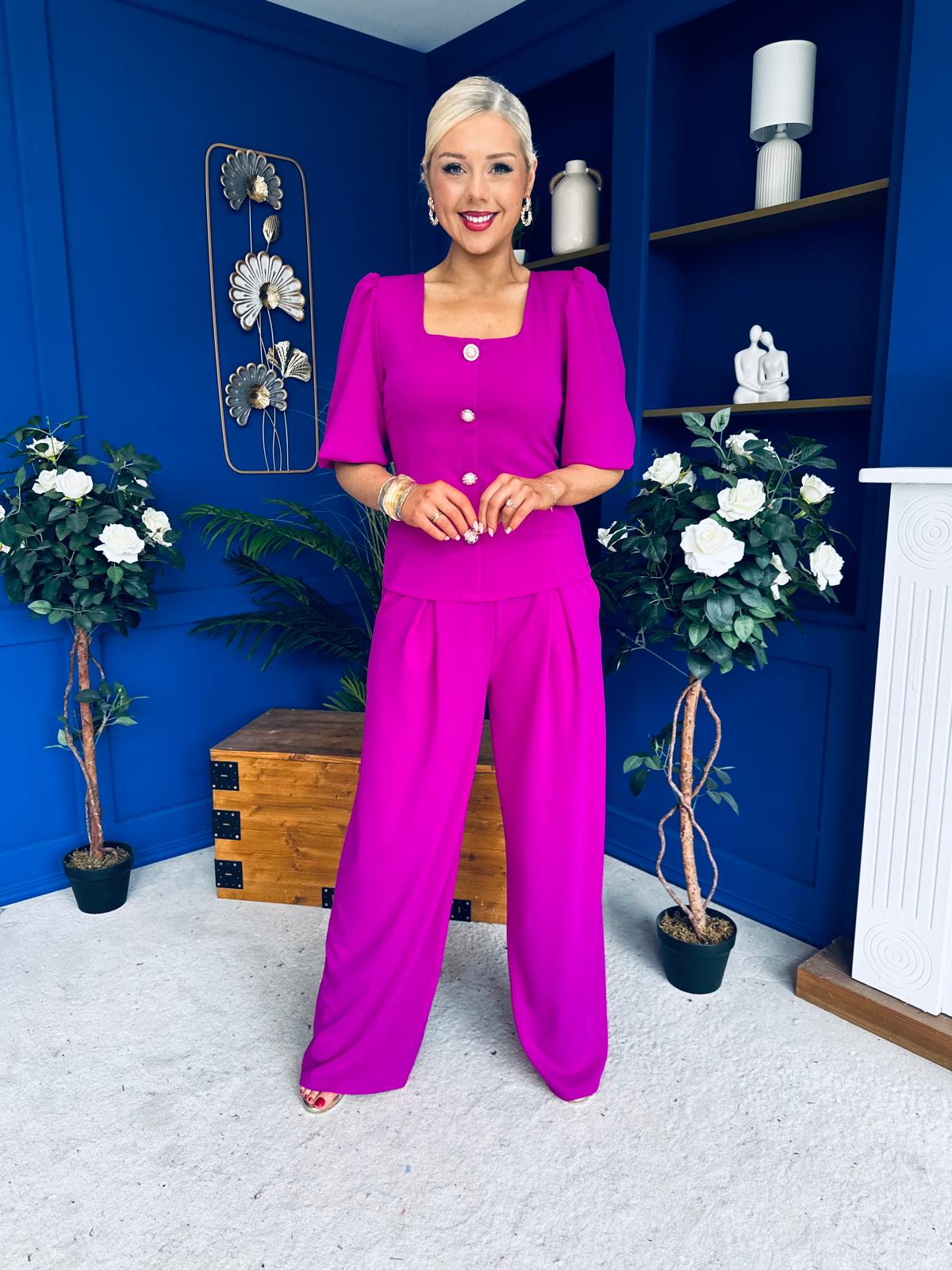 Daniella Detailed Top And Trouser Set Orchid