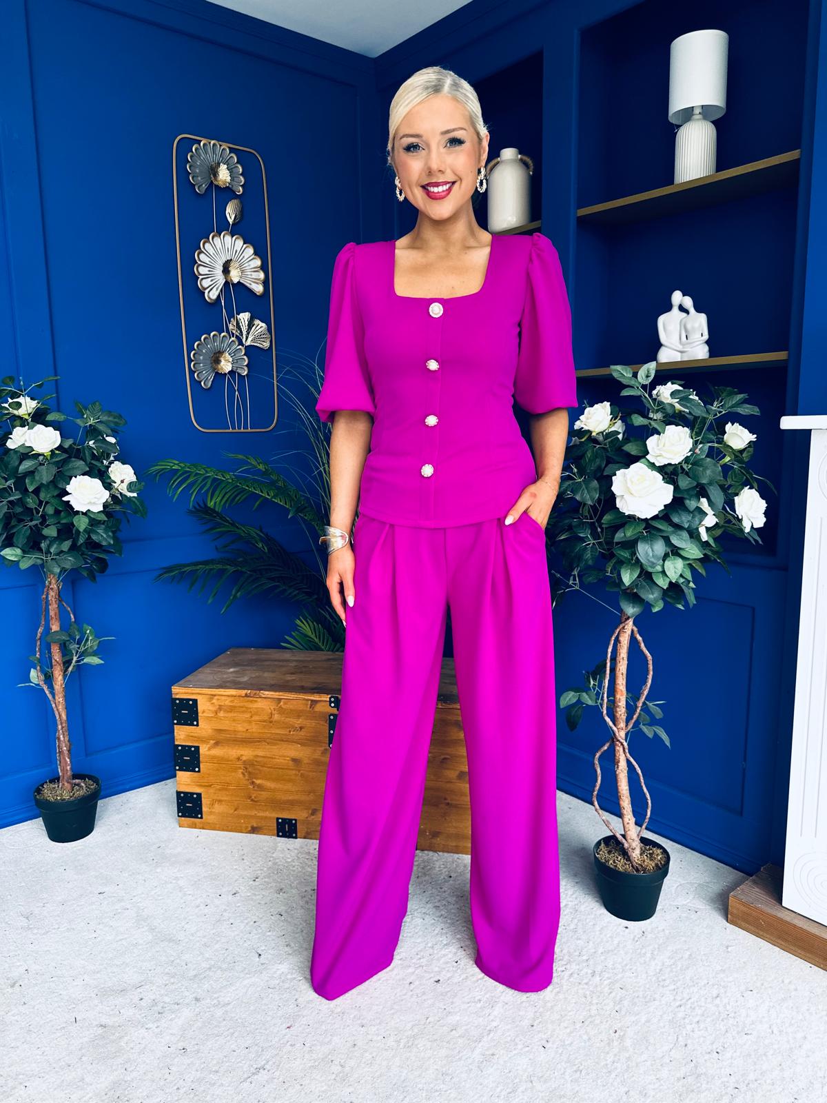 Daniella Detailed Top And Trouser Set Orchid