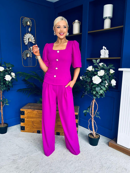Daniella Detailed Top And Trouser Set Orchid