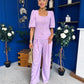 Daniella Detailed Top And Trouser Set Lilac