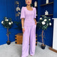 Daniella Detailed Top And Trouser Set Lilac