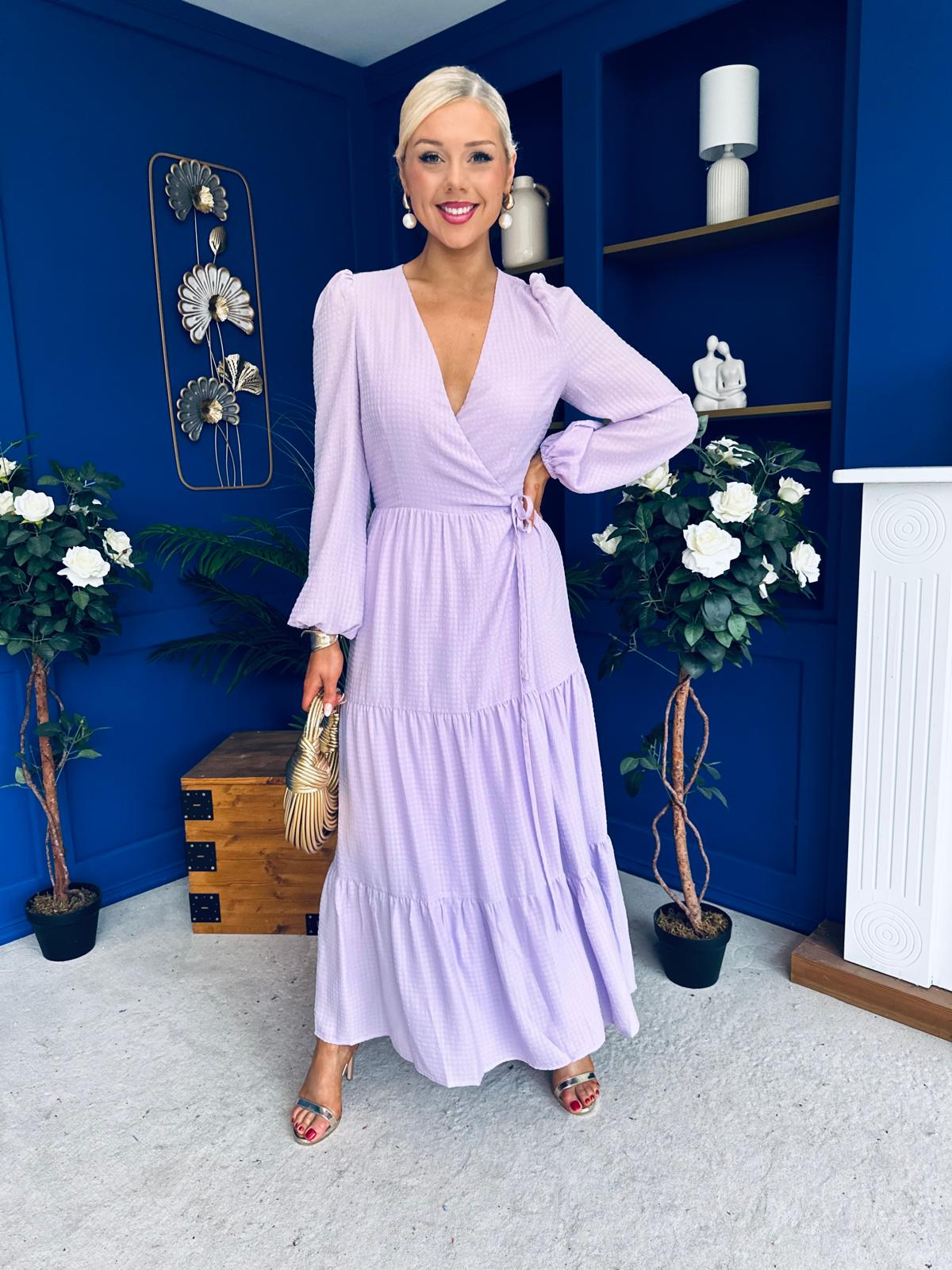 Tamara Tiered Wrap Maxi Dress Lilac