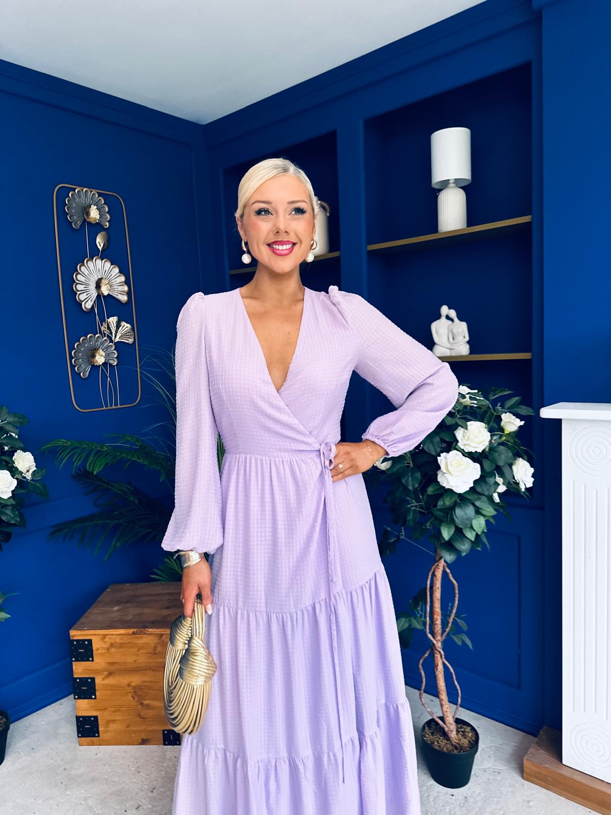Tamara Tiered Wrap Maxi Dress Lilac