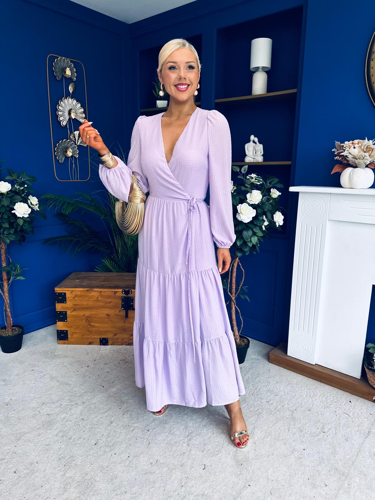 Tamara Tiered Wrap Maxi Dress Lilac