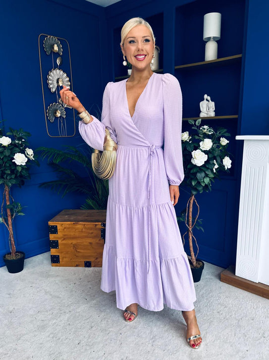 Tamara Tiered Wrap Maxi Dress Lilac