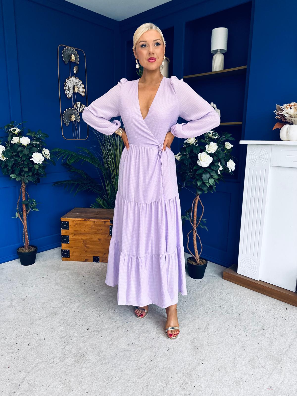 Tamara Tiered Wrap Maxi Dress Lilac