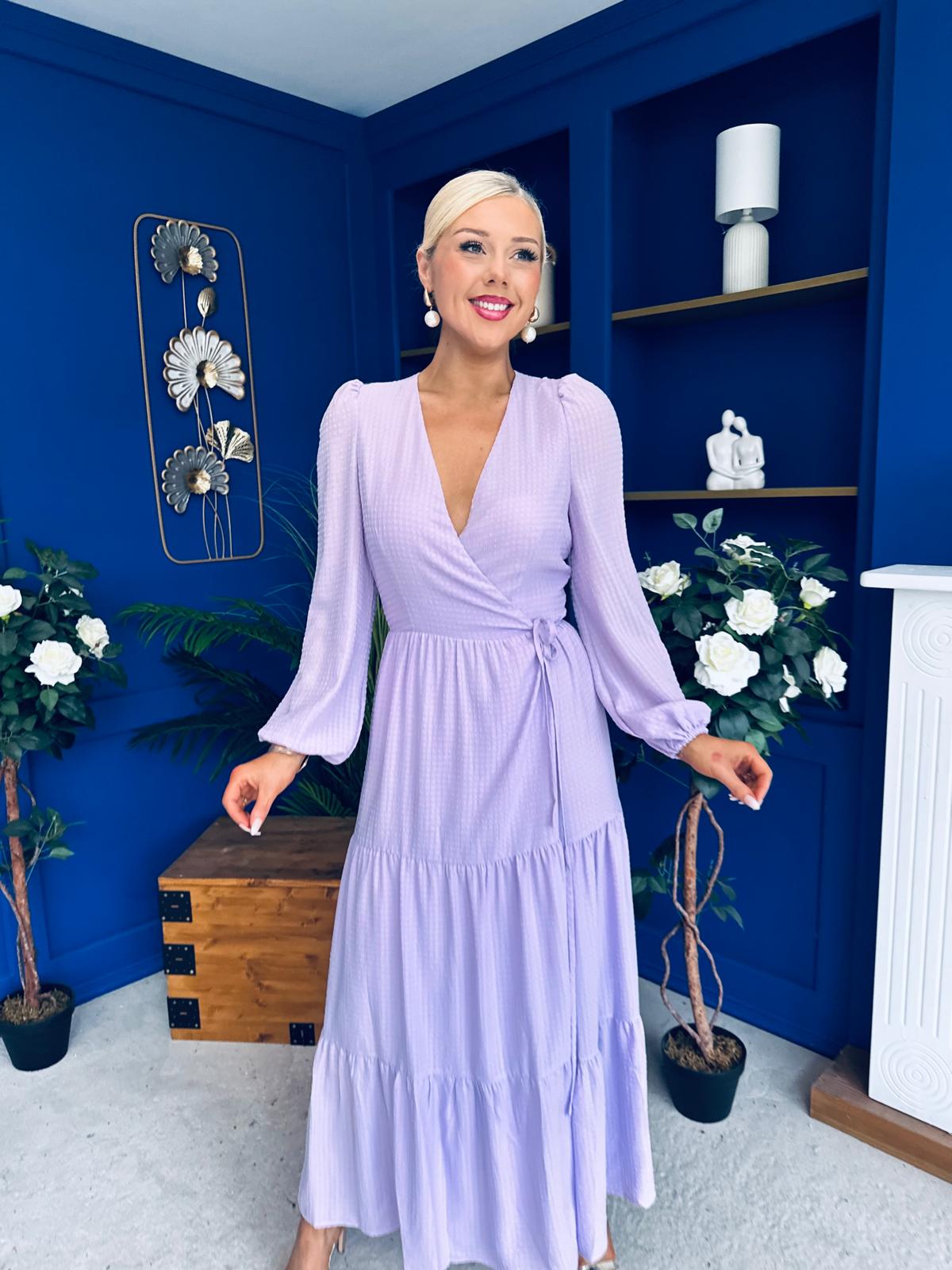Tamara Tiered Wrap Maxi Dress Lilac
