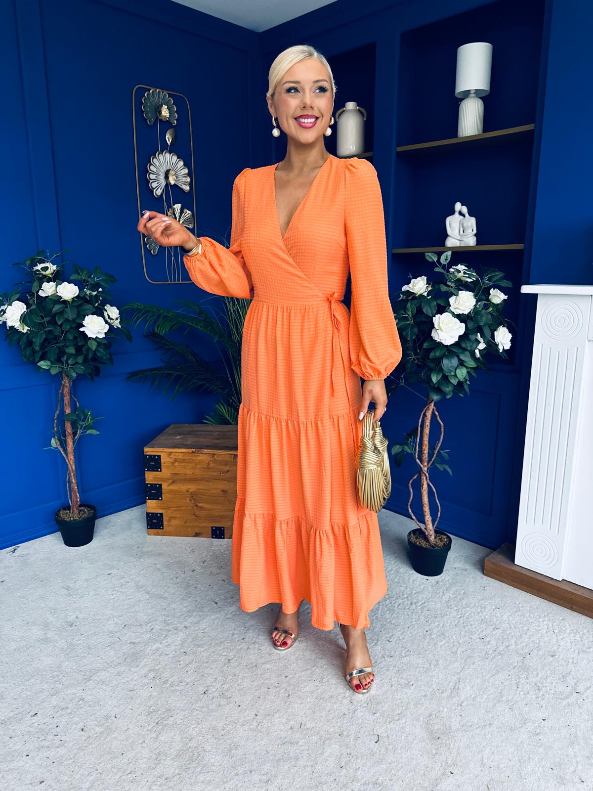 Tamara Tiered Wrap Maxi Dress Amber