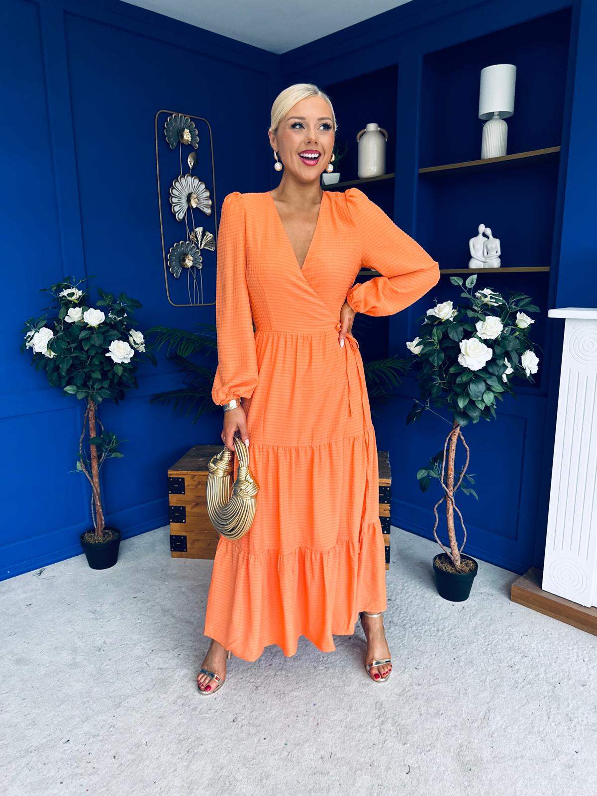 Tamara Tiered Wrap Maxi Dress Amber