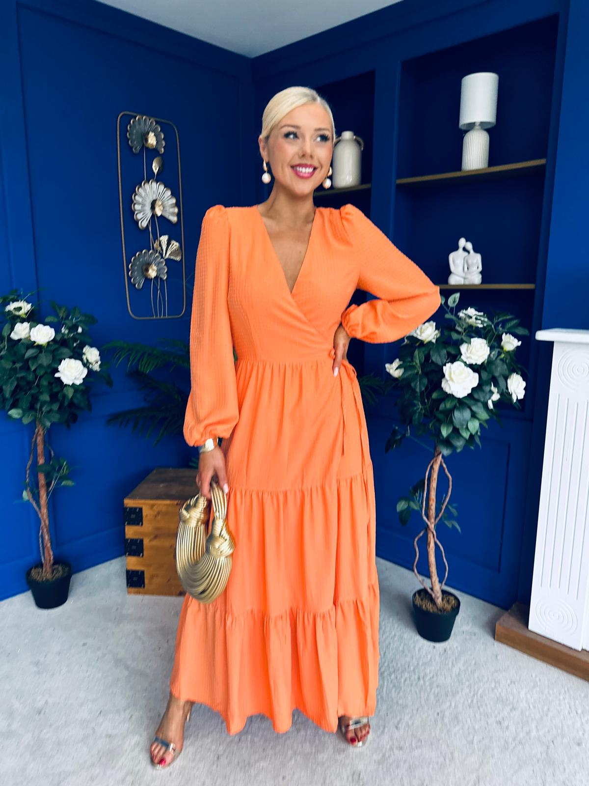 Tamara Tiered Wrap Maxi Dress Amber