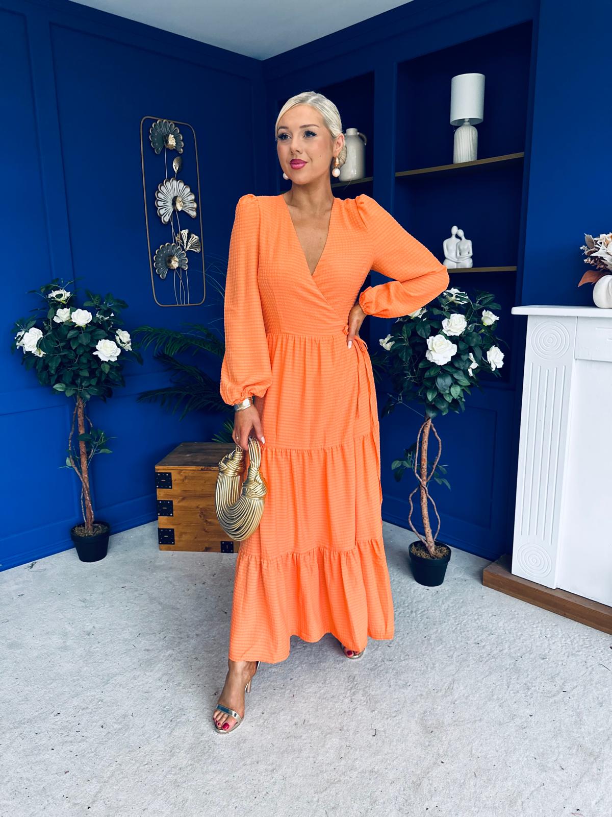 Tamara Tiered Wrap Maxi Dress Amber