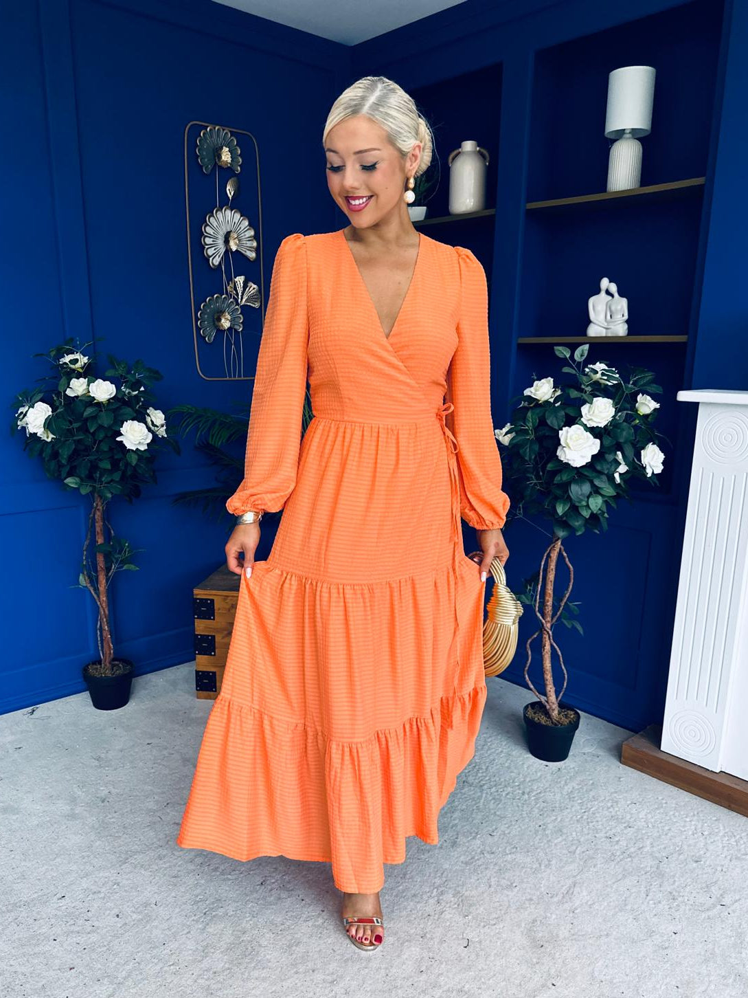 Tamara Tiered Wrap Maxi Dress Amber