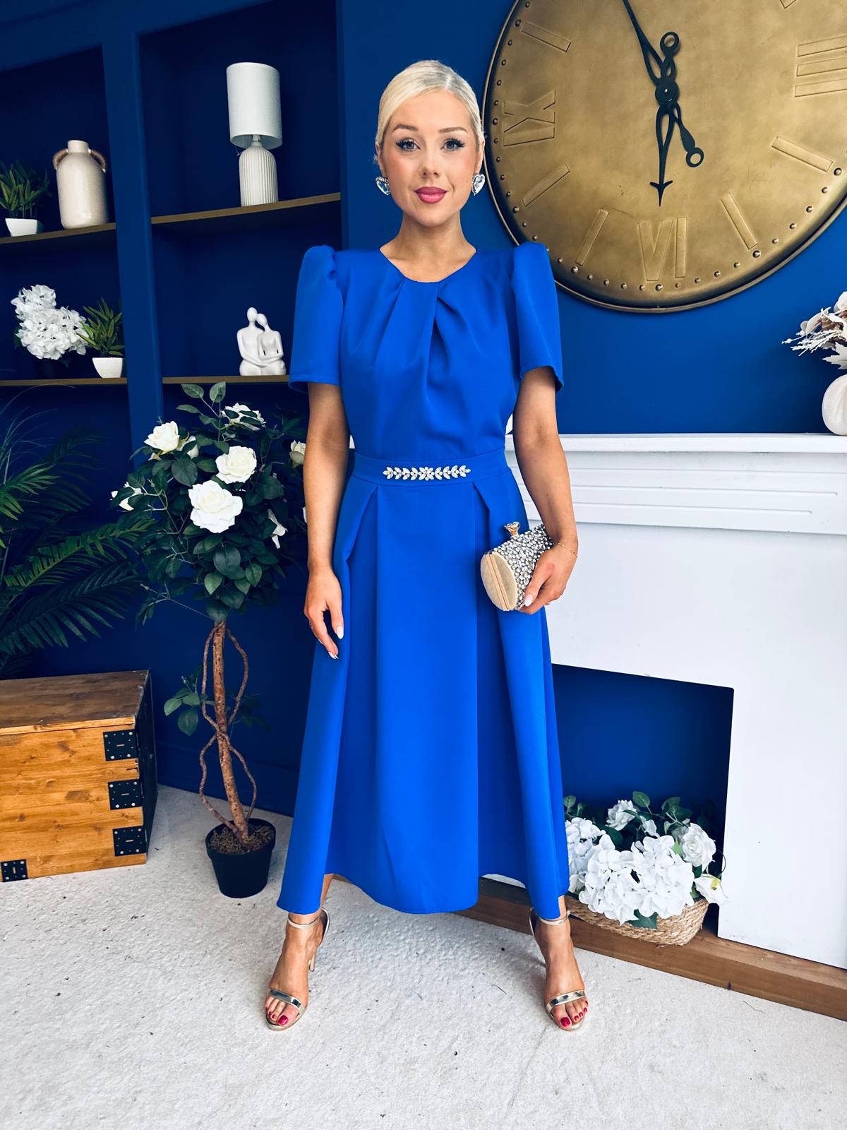 Eibhlin Detailed Occasion Midi Dress Cobalt