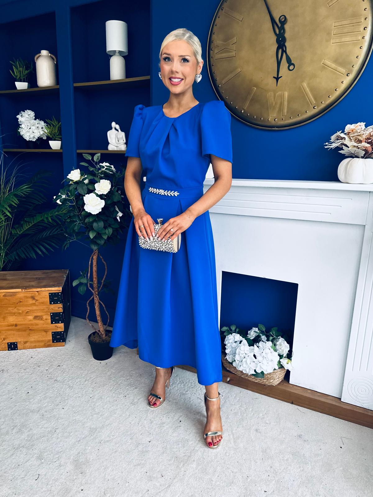 Eibhlin Detailed Occasion Midi Dress Cobalt