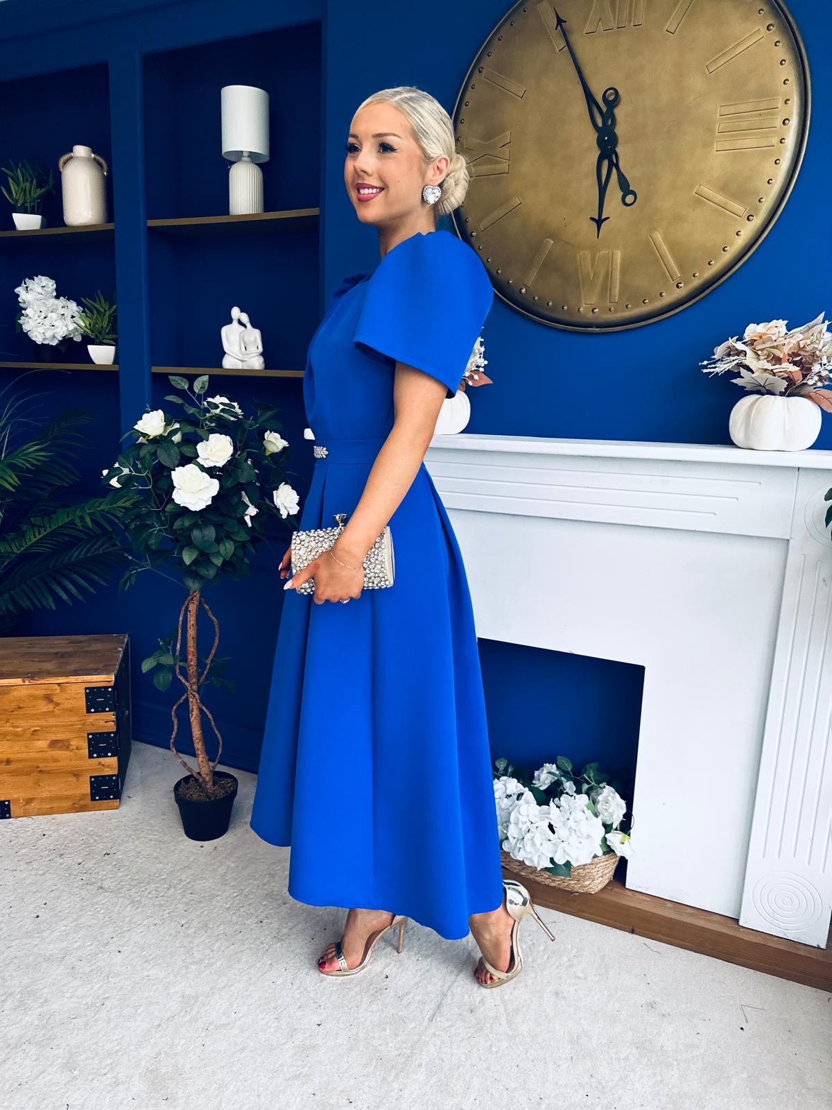 Eibhlin Detailed Occasion Midi Dress Cobalt