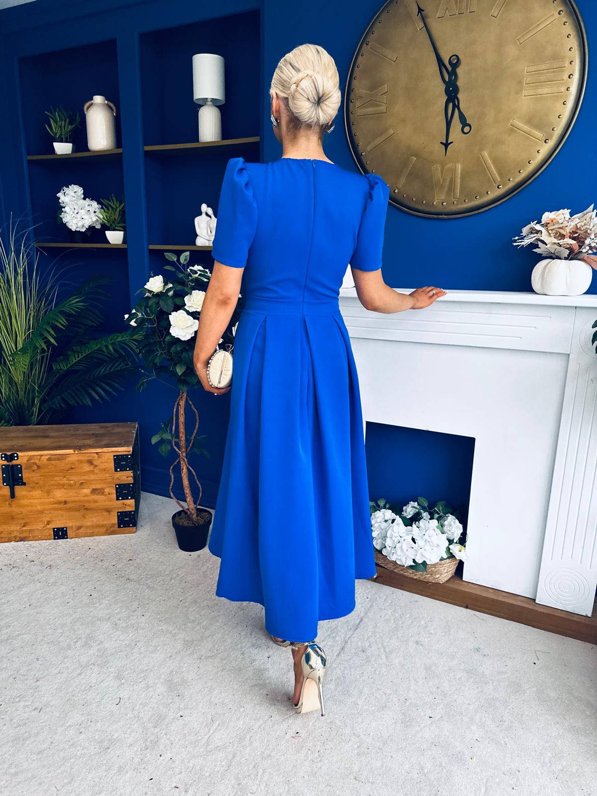 Eibhlin Detailed Occasion Midi Dress Cobalt