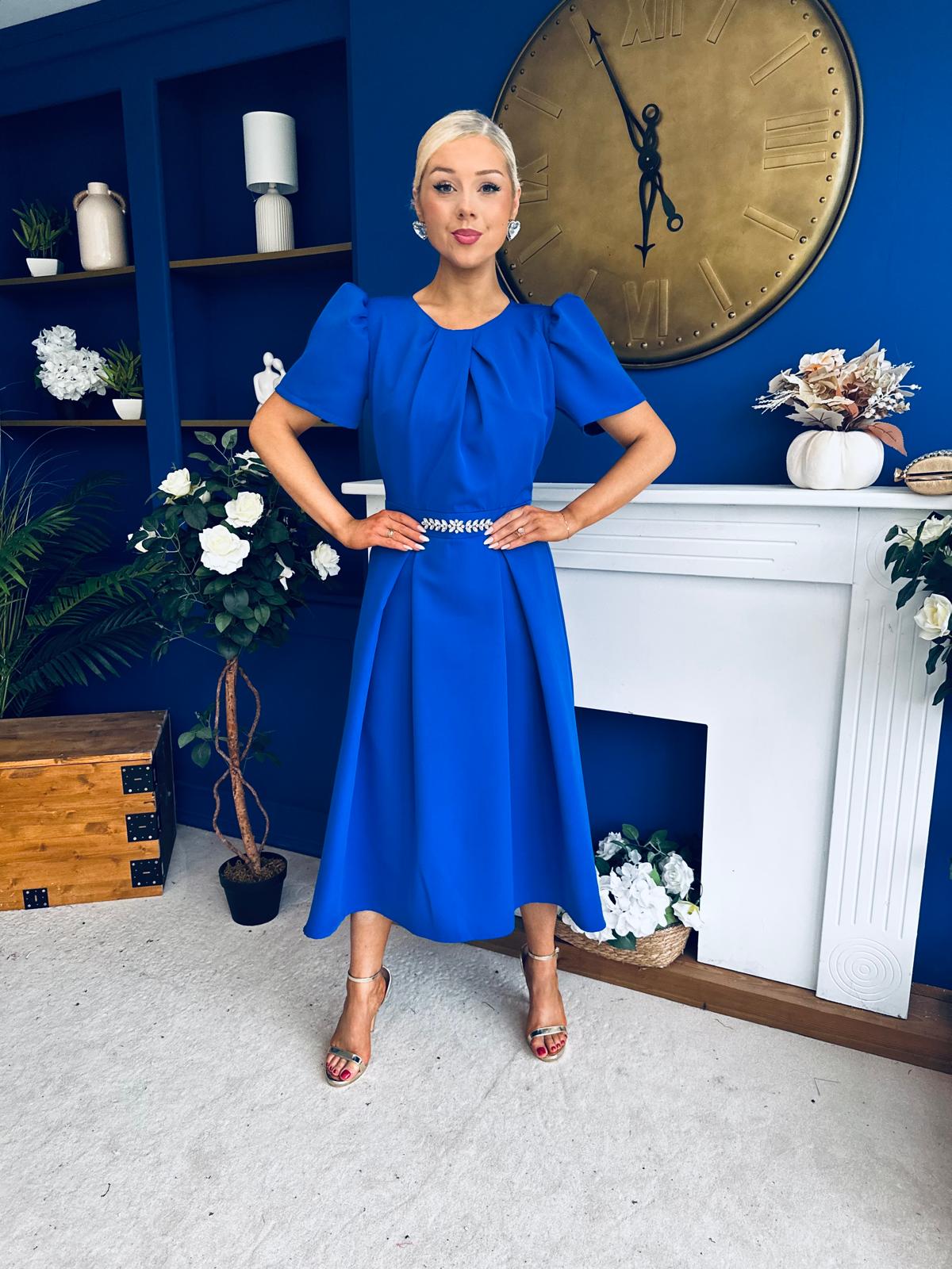 Eibhlin Detailed Occasion Midi Dress Cobalt