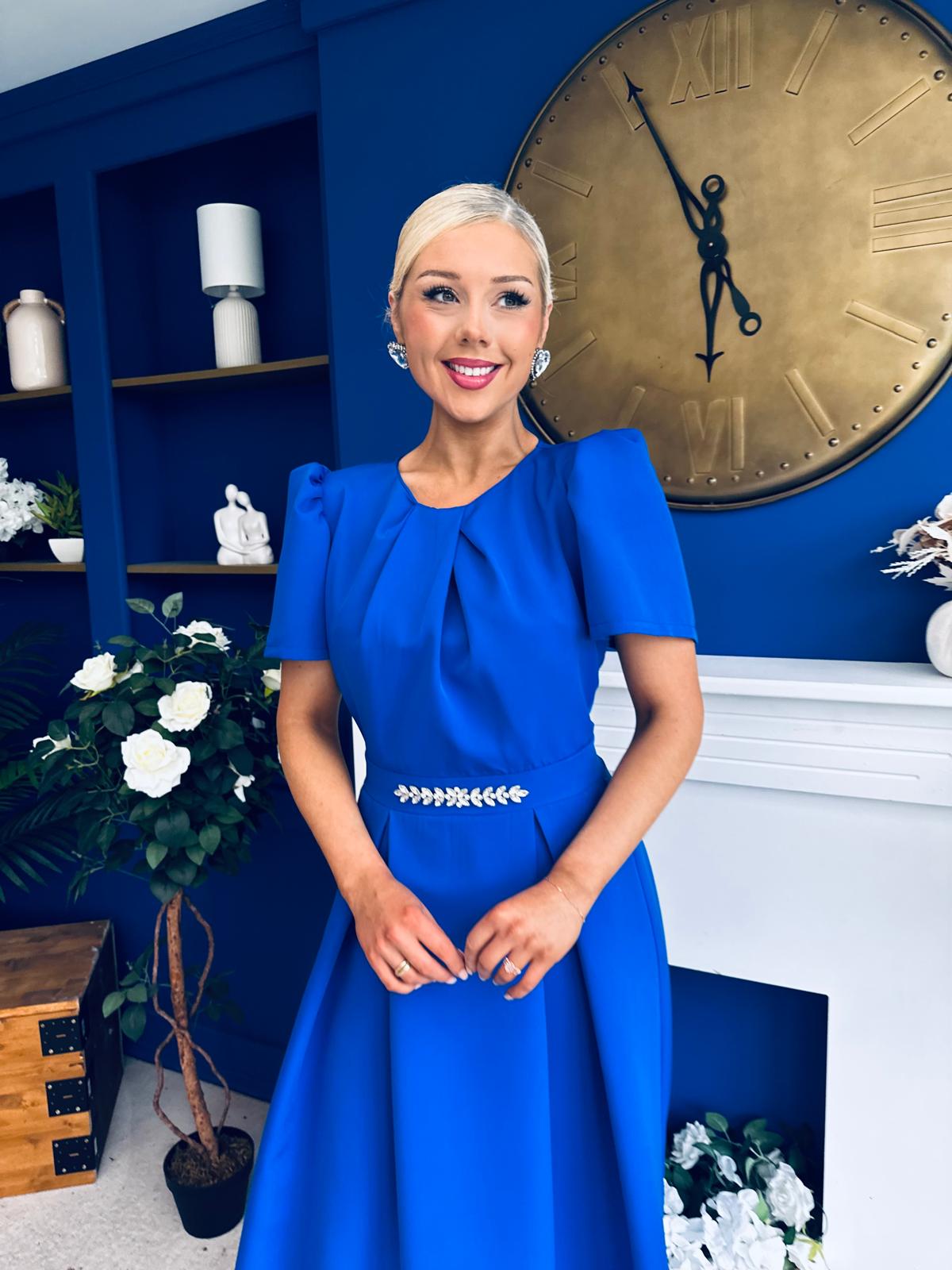 Eibhlin Detailed Occasion Midi Dress Cobalt