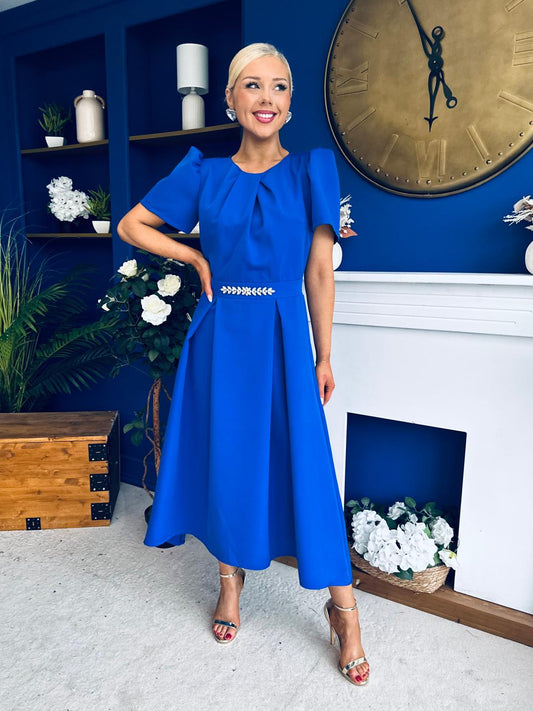 Eibhlin Detailed Occasion Midi Dress Cobalt