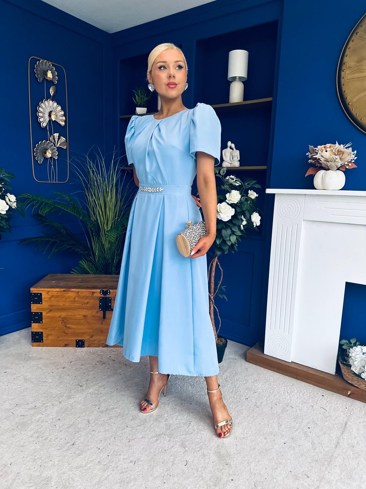 Eibhlin Detailed Occasion Midi Dress Pwr Blue