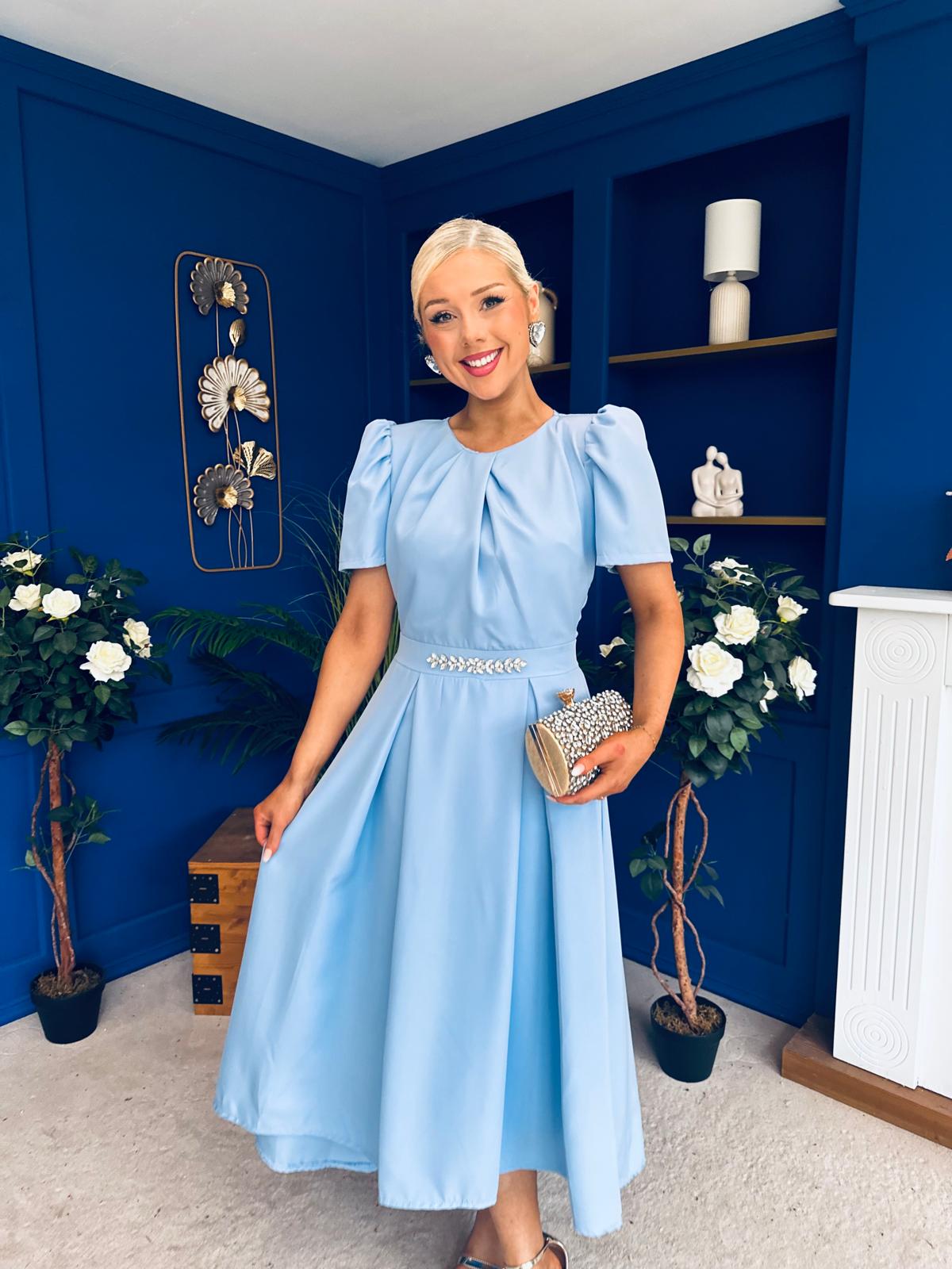 Eibhlin Detailed Occasion Midi Dress Pwr Blue