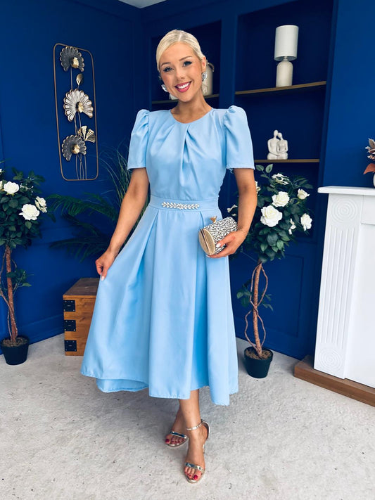 Eibhlin Detailed Occasion Midi Dress Pwr Blue