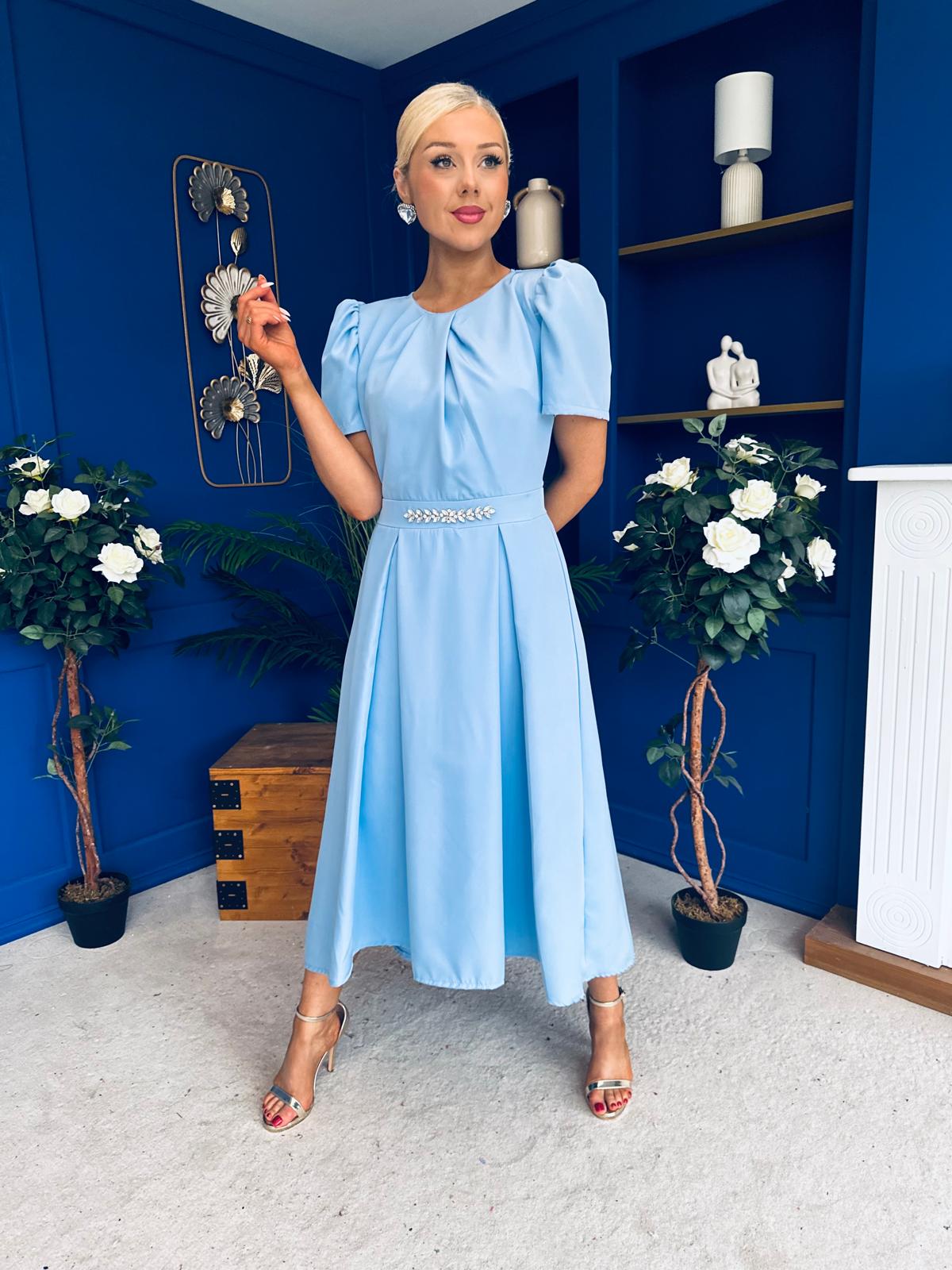 Eibhlin Detailed Occasion Midi Dress Pwr Blue