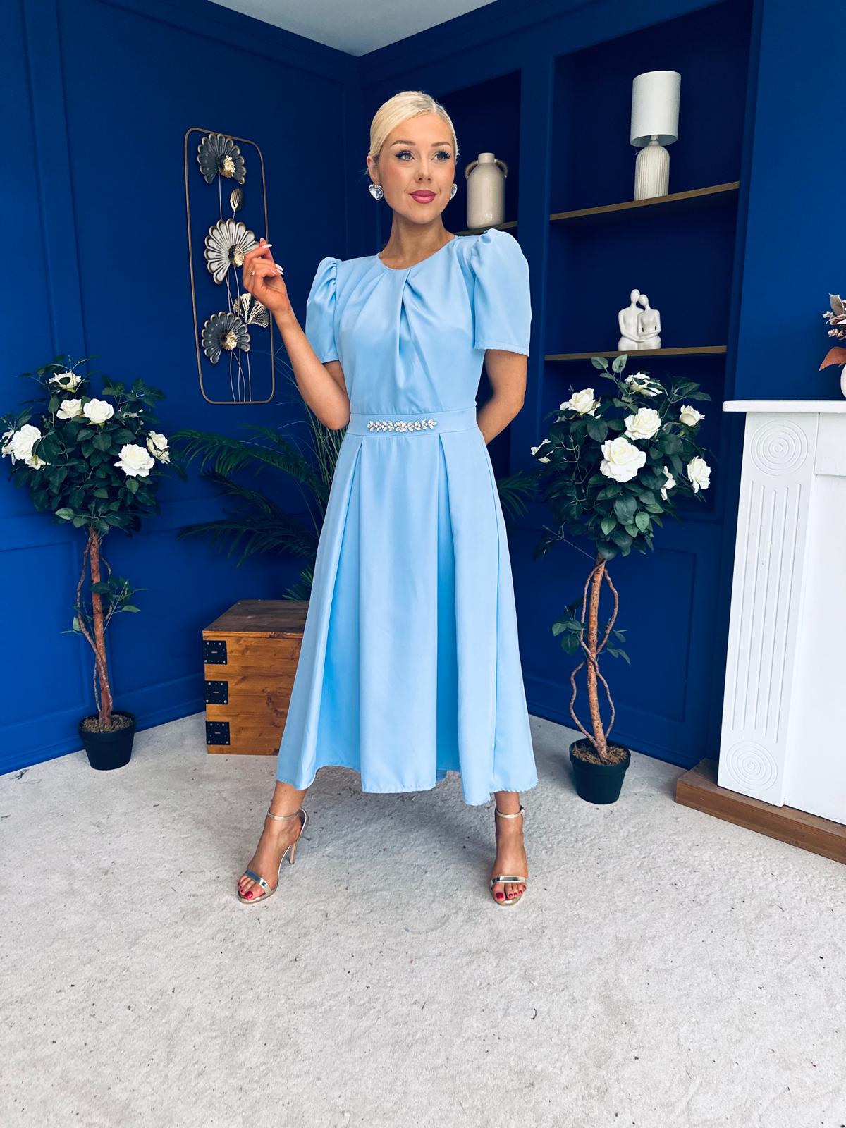 Eibhlin Detailed Occasion Midi Dress Pwr Blue