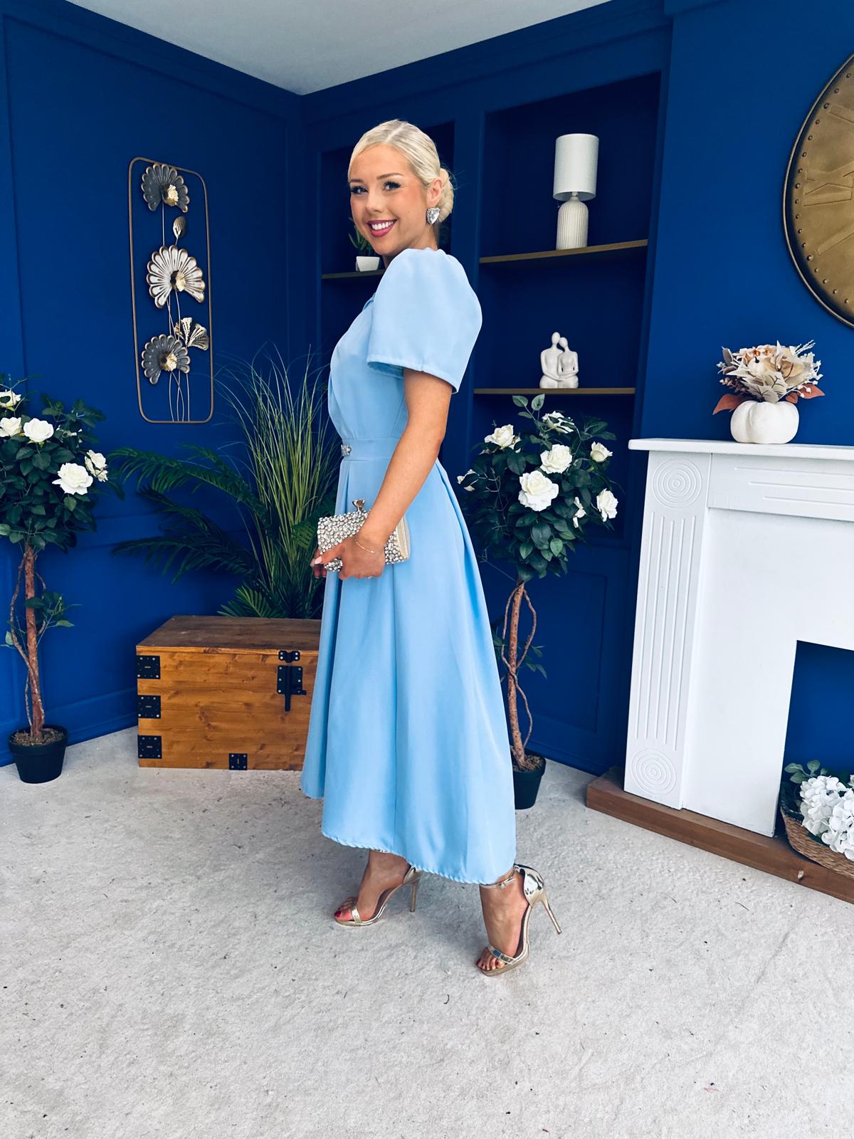 Eibhlin Detailed Occasion Midi Dress Pwr Blue