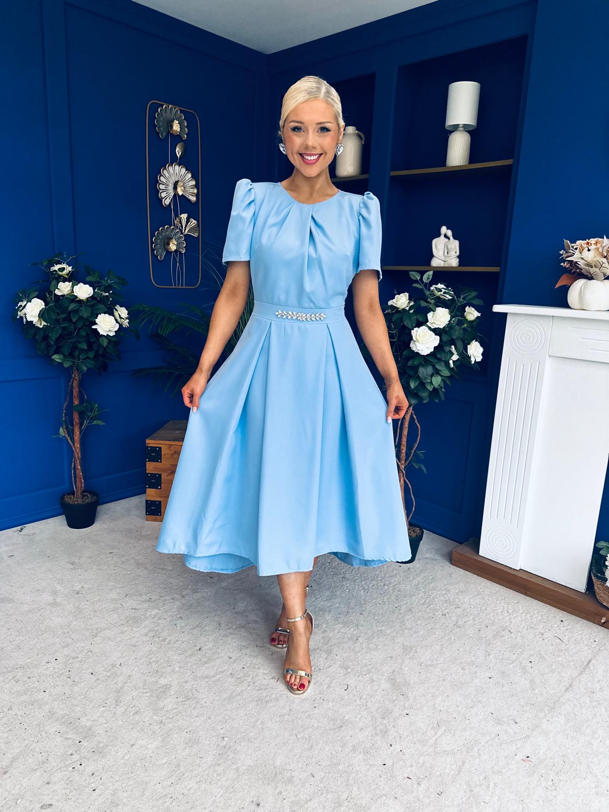 Eibhlin Detailed Occasion Midi Dress Pwr Blue