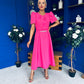Eibhlin Detailed Occasion Midi Dress Fuchsia