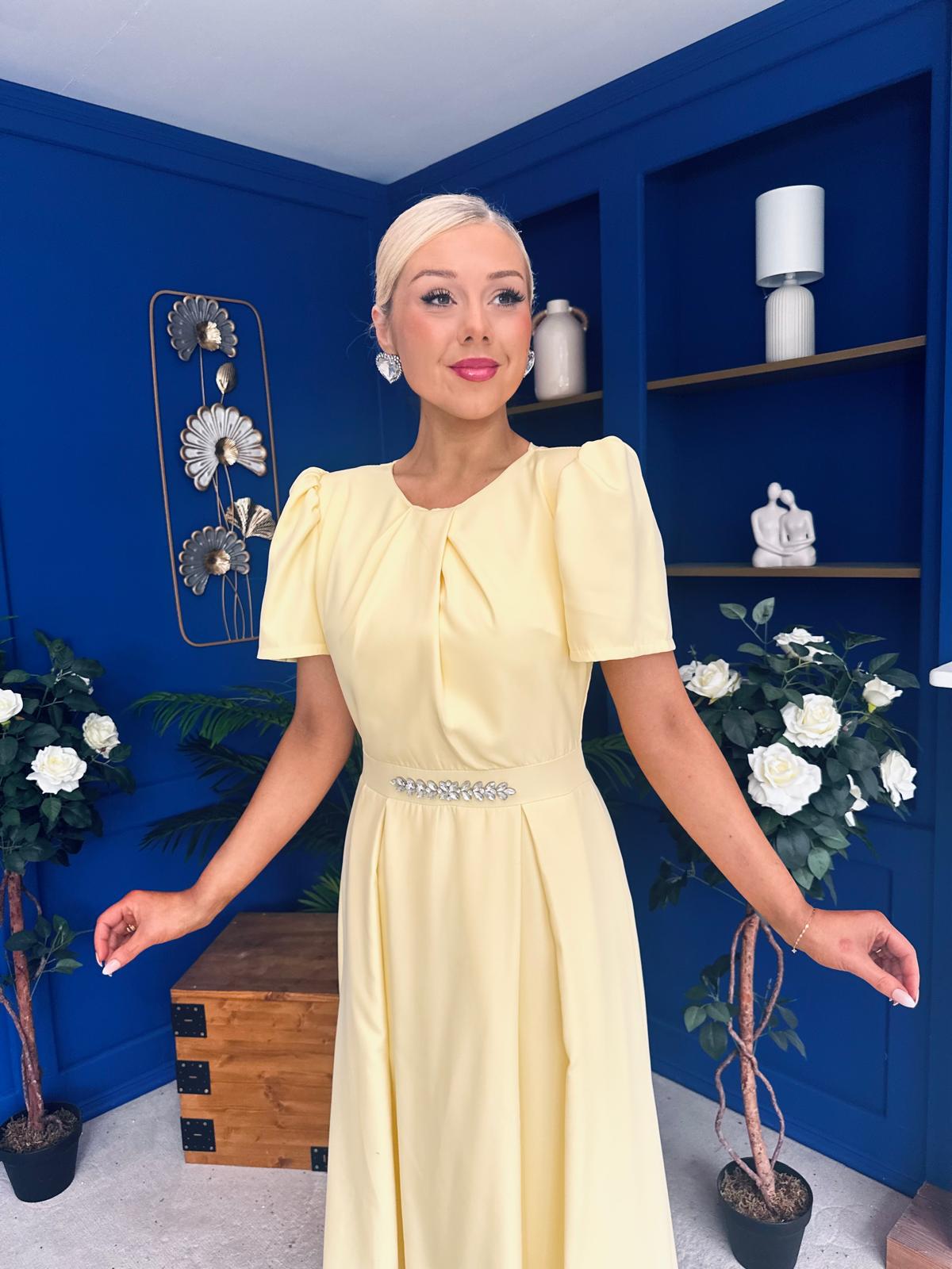 Eibhlin Detailed Occasion Midi Dress Yellow