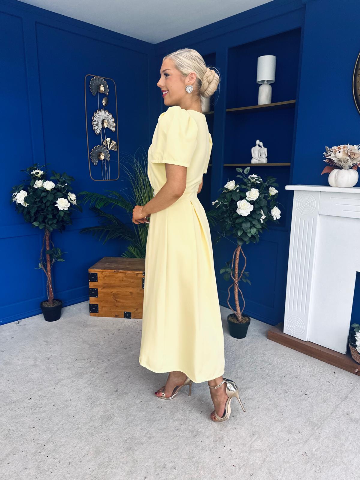 Eibhlin Detailed Occasion Midi Dress Yellow