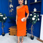 April Pearl Detail Occasion Midi Dress Coral