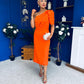April Pearl Detail Occasion Midi Dress Coral